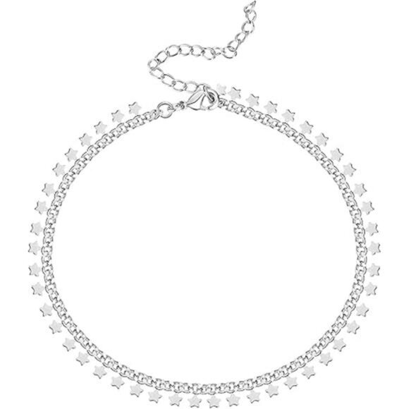 14K Gold Plated Charm Link Chain Anklets for Women | Dainty Cubic Zirconia Boho - Picture 6 of 6